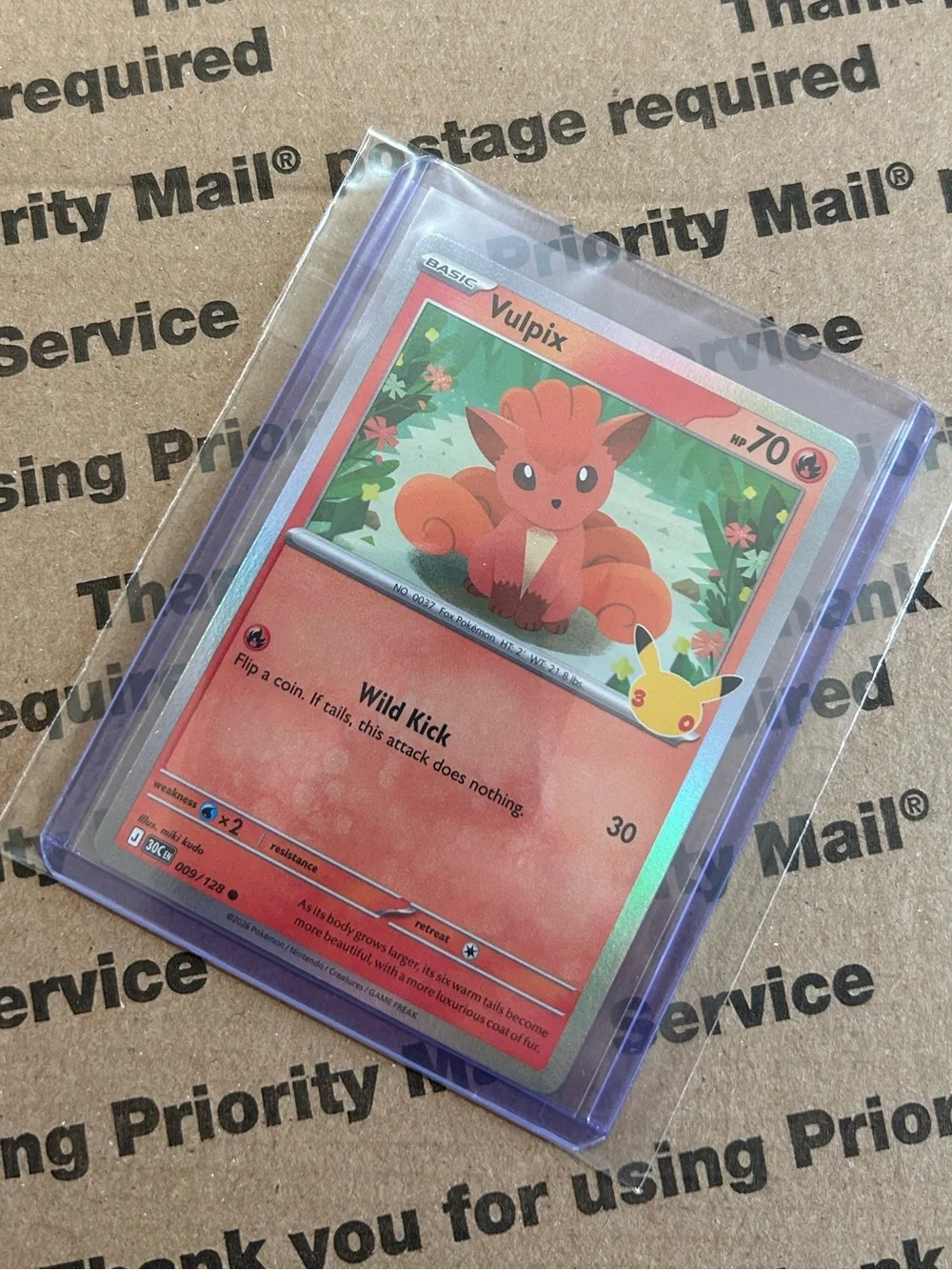 Holo Vulpix 30th Celebration Pokemon TCG Card No. 009/128